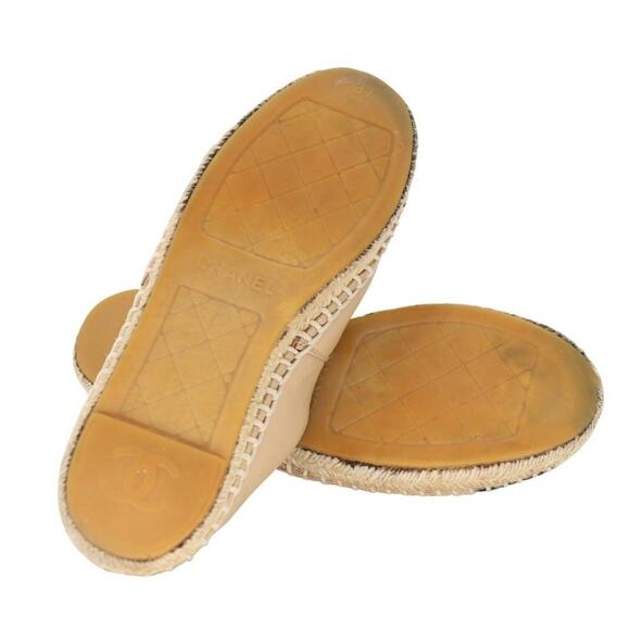 Chanel Espadrille 37 Leather Cap Toe CC Flats CC-S0304P-0008 - Picture 11 of 12